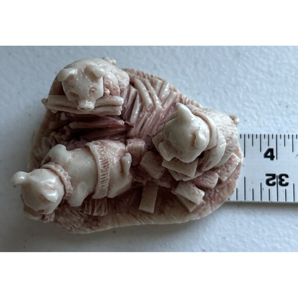 Vintage 1970s Three Little Pigs Marble Figurine Handcrafted Georgia USA Signed - Picture 7 of 7